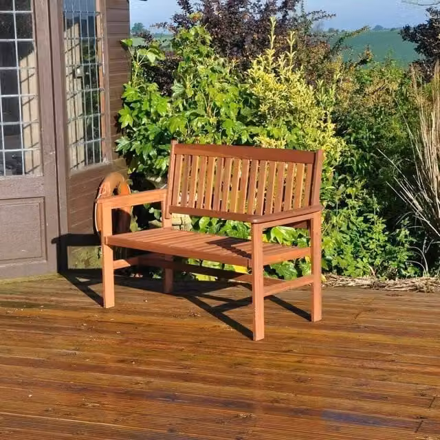 Garden Mile 2 Seat Wooden Garden Bench in Brown