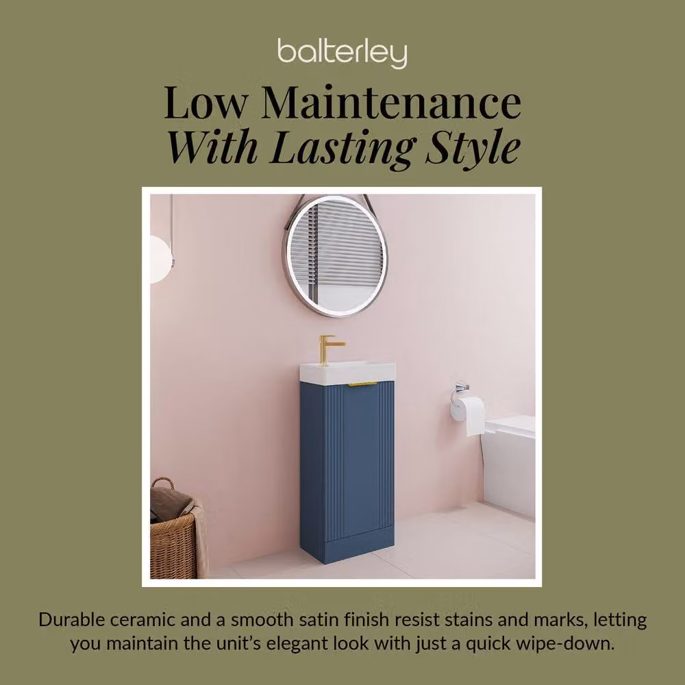 Balterley Blue Retro Freestanding Bathroom Vanity Unit with Soft Close Hinged Doors W/D/H: 40 x 40 x 40 cm – 3