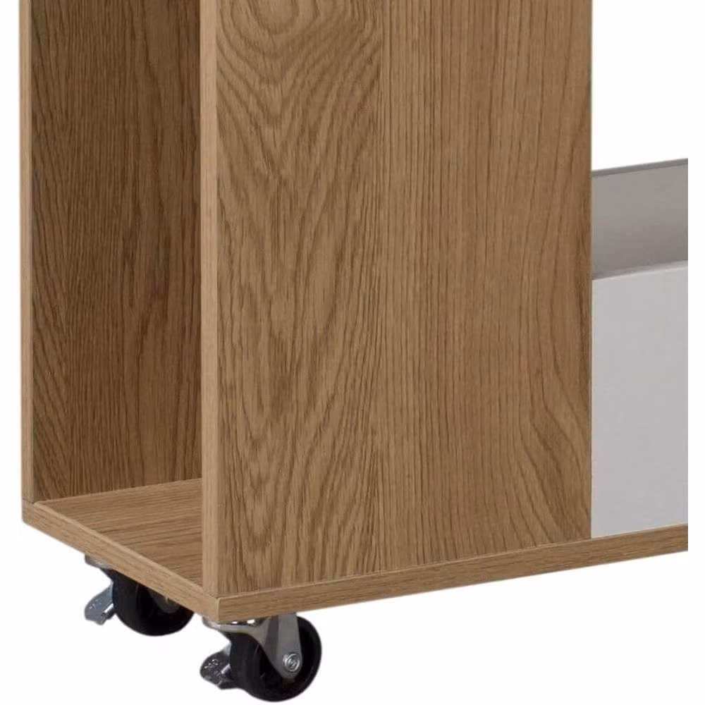 FORGEVIO 4 Tier Slim White Oak Rolling Kitchen Trolley, Multicolour Portable Storage Cart – 4