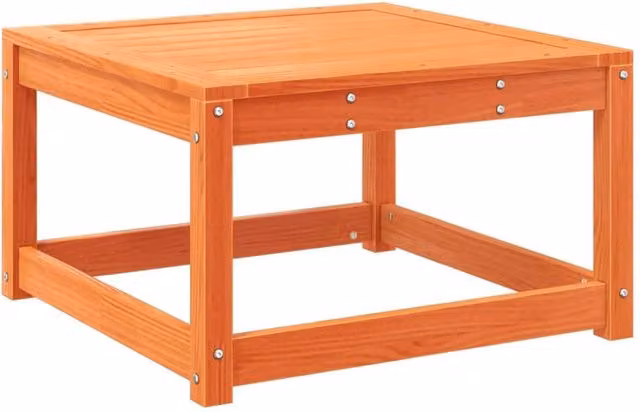 Berkfield Home Rustic Solid Pine Garden Footstool in Wax Brown and Orange