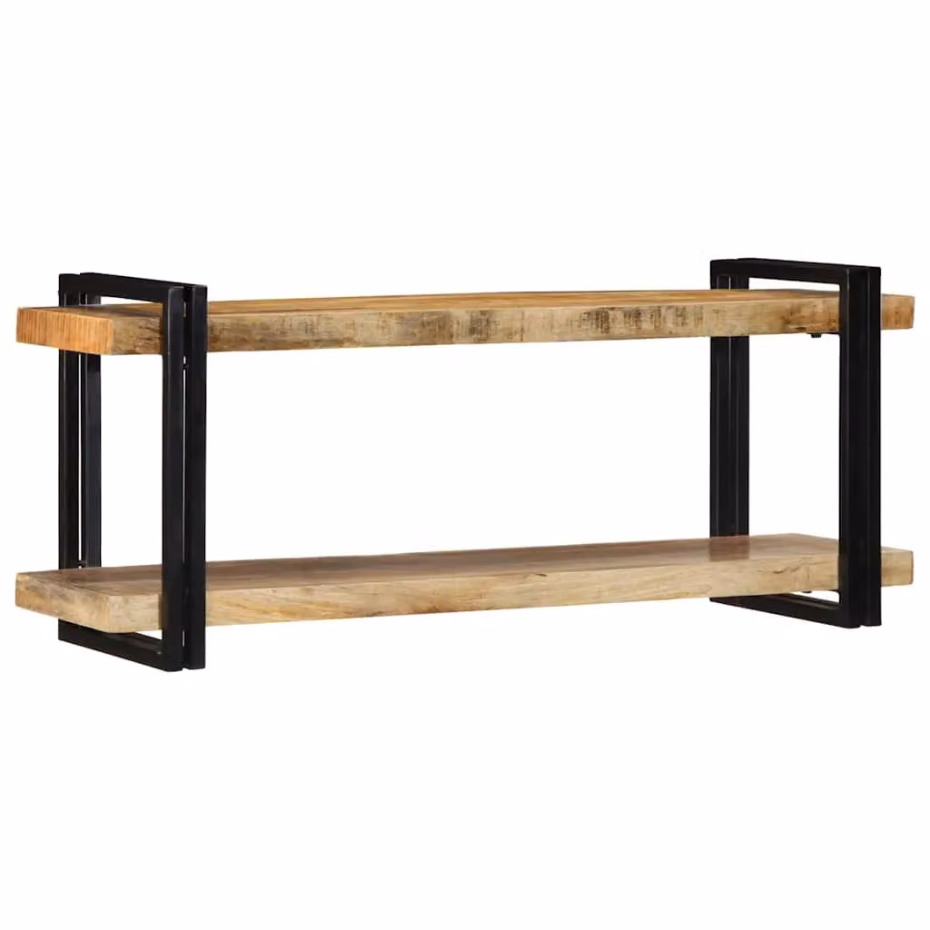 Berkfield Home Wall Mounted Mango Wood Shelf in Brown, W: 110 cm, D: 33 cm, H: 45 cm – 2