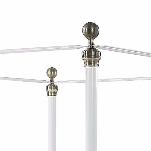 OAT Home Marylebone Traditional Victorian Style Four Poster Metal Bed Frame, White, W/D/H: 140 x 200 x 151 cm – 2