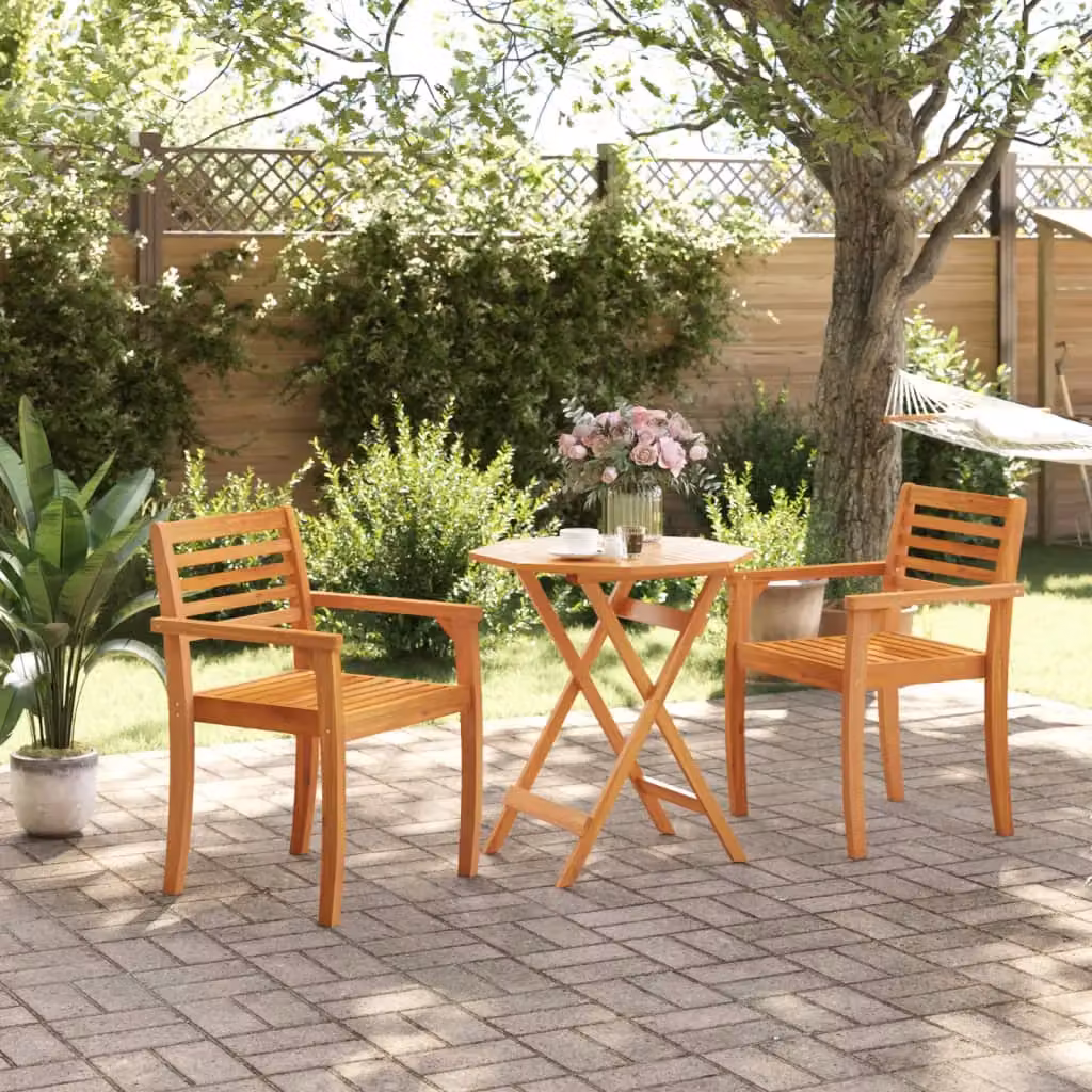 Berkfield Home Folding Acacia Wood Garden Table, Brown, W: 70 cm, D: 70 cm, H: 75 cm – 3
