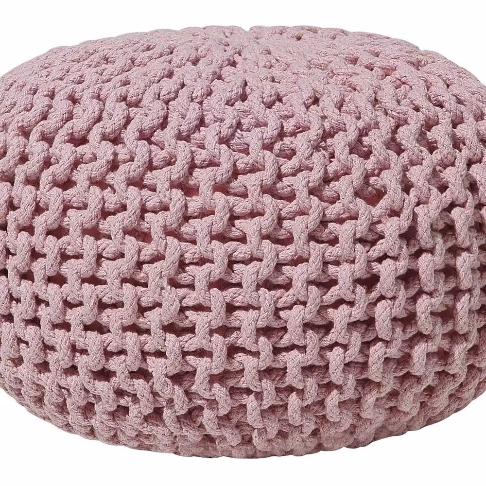 Wyld and Coco Pink Knitted Cotton Pouffe, W/D/H: 40 x 40 x 25 cm – 2