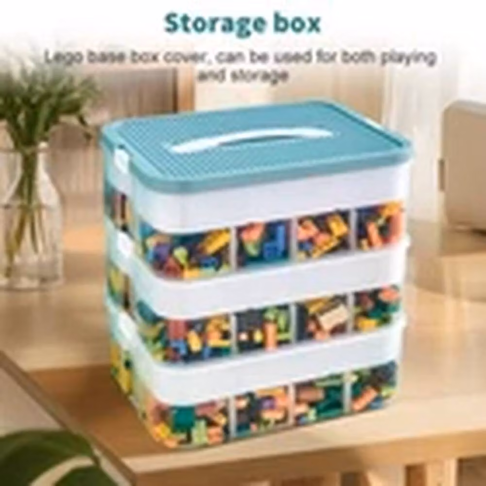 EONLION Stackable Plastic Toy Storage Box with Lid and Handles, Green – 3