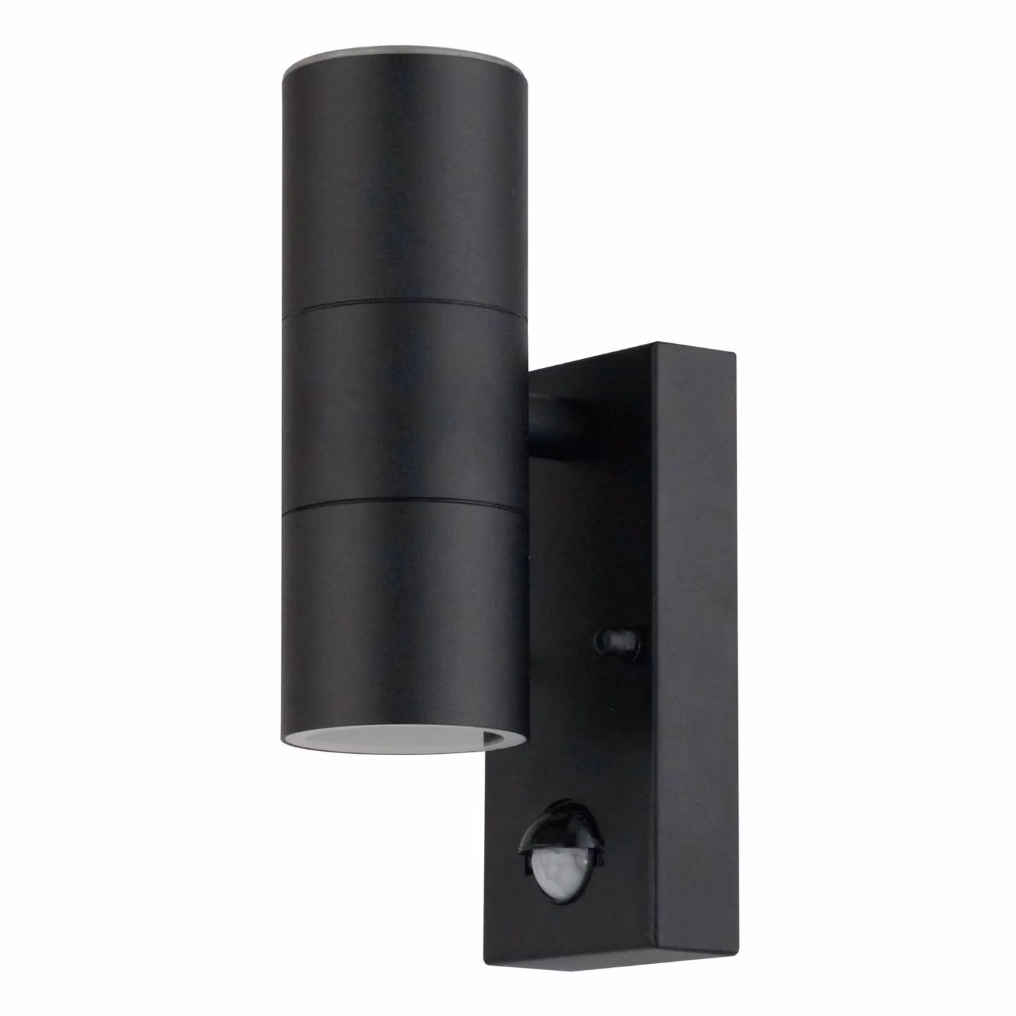 First Choice Lighting Blaze Black Outdoor Up Down Motion Sensor Wall Light with Glass and Metal Finish – 2