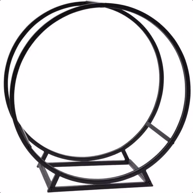Idooka Round Indoor Contemporary Metal Log Storage - Black, H 51.5 cm x W 50 cm x D 25 cm