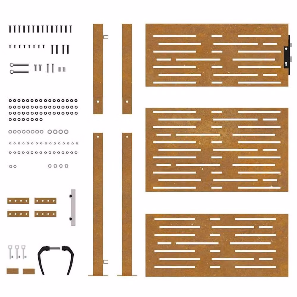 Berkfield Home Beautiful Garden Gate, Corten Steel Square Design, Brown, W: 105 cm, H: 130 cm – 5