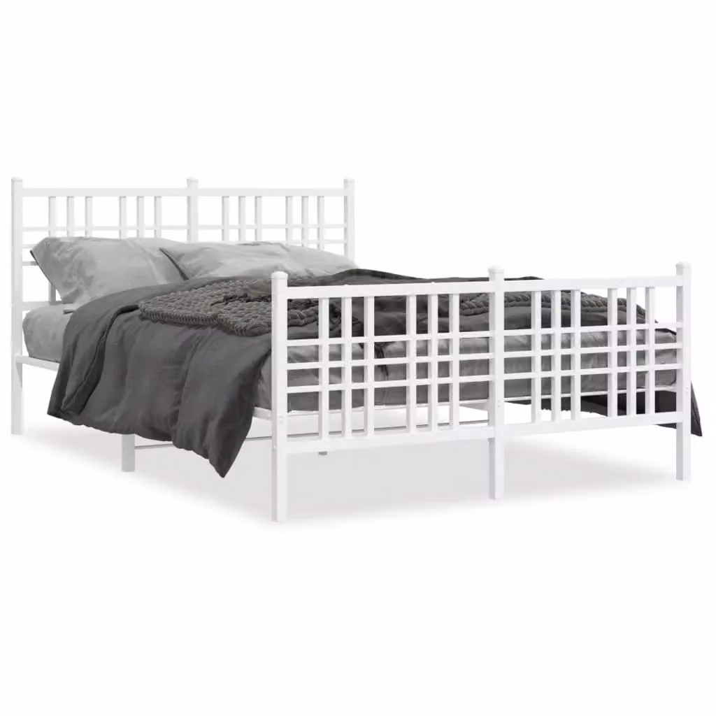 Berkfield Home Metal Bed Frame with Footboard, White, W/D/H: 120 x 200 cm – 2