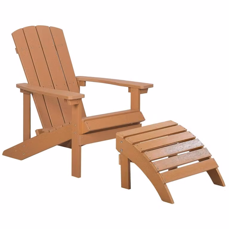 Wyld and Coco Everwood Garden Chair Footstool in Light Brown Faux Wood