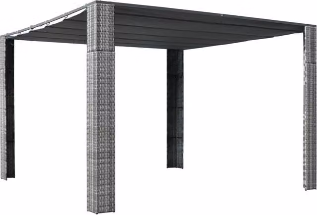 Berkfield Home Poly Rattan Gazebo with Roof in Grey, Anthracite and Black, W/D/H: 300 x 300 x 200 cm – 1