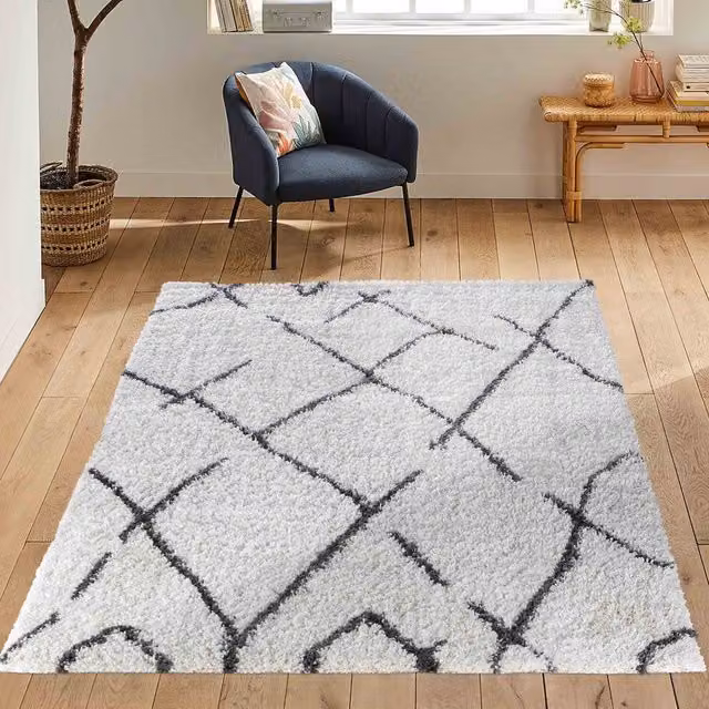 Desire Rugs Moroccan Berber Shaggy Rug in Beige and White, W 200 cm x D 290 cm