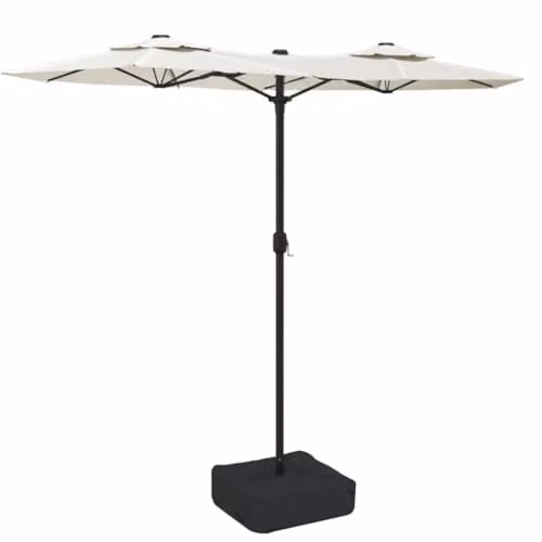 vidaXL Double-Head Cantilever Garden Parasol in Sand White, W: 316 cm, H: 240 cm, D: 145 cm – 1