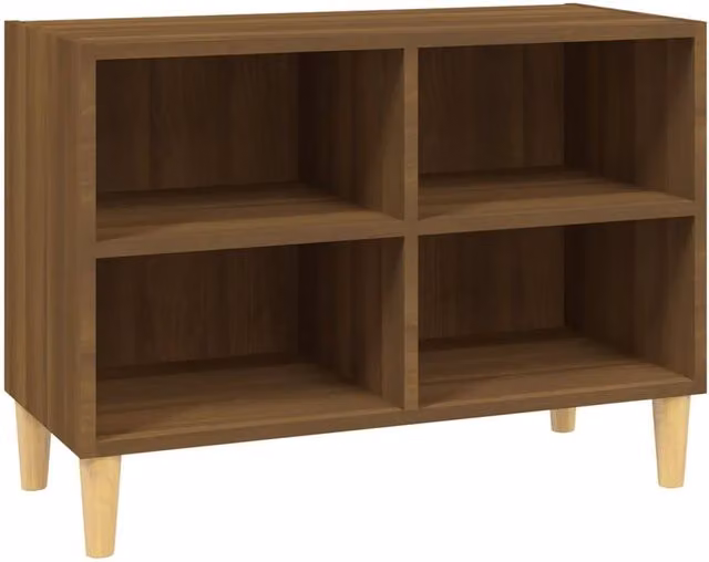 Berkfield Home Scandinavian TV Cabinet in Brown Oak with Solid Wood Legs, W: 69.5 cm, D: 30 cm, H: 50 cm – 1