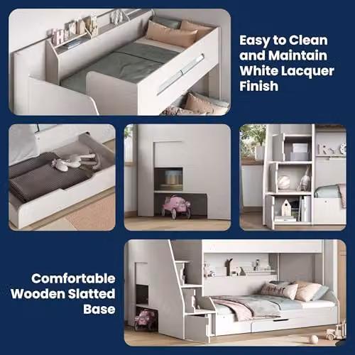 Flair Slick Staircase Triple Bunk Bed with Storage in White – 5