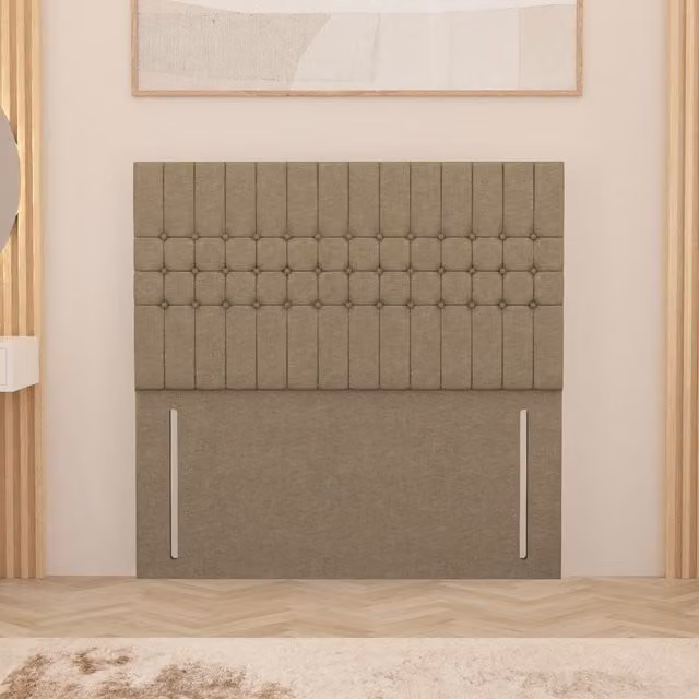 Somnior Beds Ltd Lexington Linen Fabric Small Single Floor Standing Upholstered Headboard in Beige