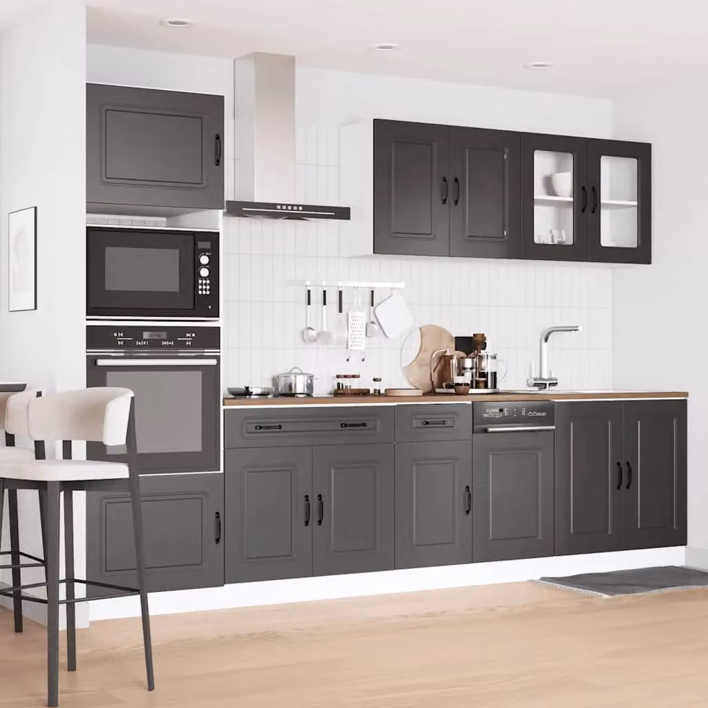 Berkfield Home Kalmar 7 Piece Modern Kitchen Cabinet Set in Black Matt MDF – 2
