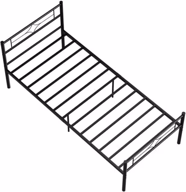 SPETLEK Modern Metal Single Bed in Black, W/D/H: 90 x 190 cm