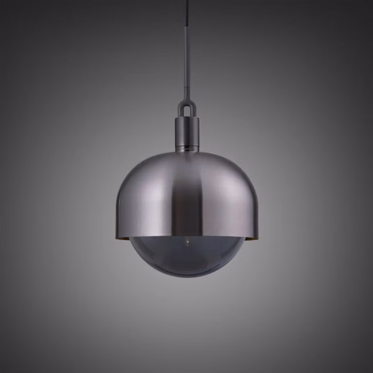 Buster + Punch Forked Pendant Light with Smoked Glass Globe in Black and Gold/Brass