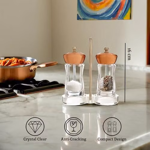 Premier Manual Salt and Pepper Shaker Set with Stand in Copper and Bronze – 2