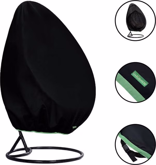 Gardenista Waterproof Hanging Swing Egg Chair Cover in Black