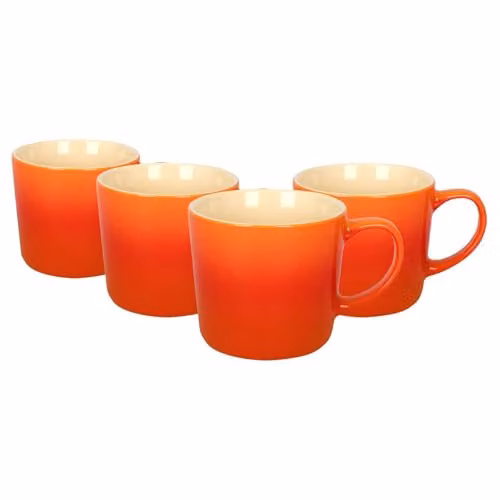 Argon Tableware Orange Ombre Coffee Mugs, Set of 4, 330ml New Bone China – 1