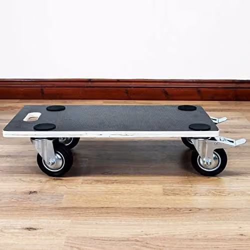 TekBox 4 Wheel Furniture Moving House Dolly in Black and Brown, W: 58 cm, D: 30 cm – 3