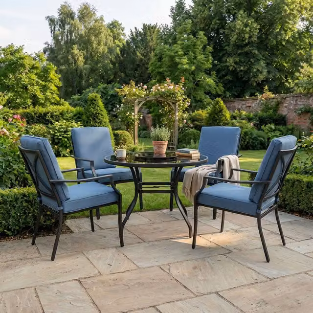 Outdoor Essentials Sardinia 4 Seater Patio Dining Set in Blue
