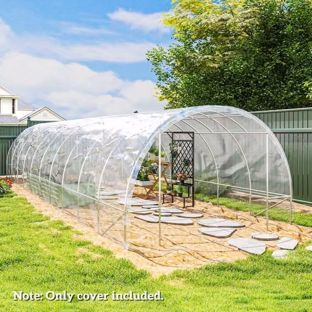 Outsunny UV Resistant Transparent Plastic Greenhouse Cover, 6 x 10m