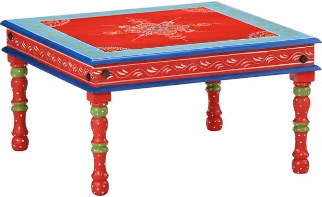 Berkfield Home Red Hand Painted Solid Mango Wood Coffee Table – 1