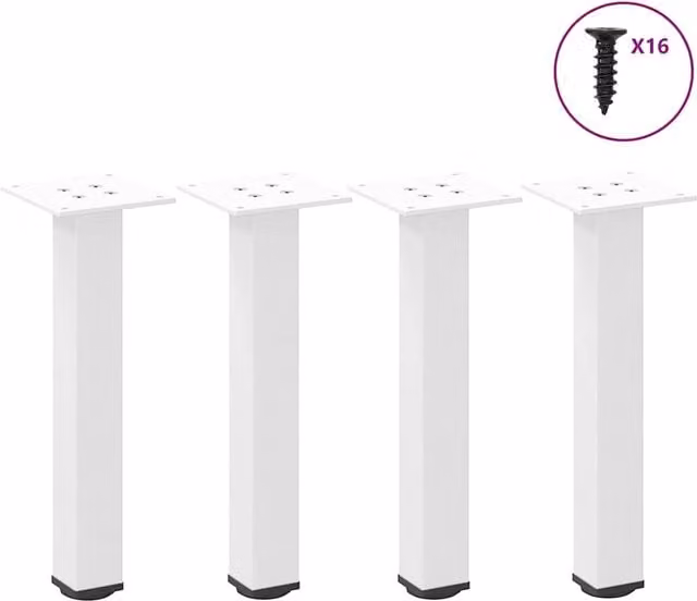 Berkfield Home White Steel Coffee Table Legs, 4 Pieces, Height: 43 cm