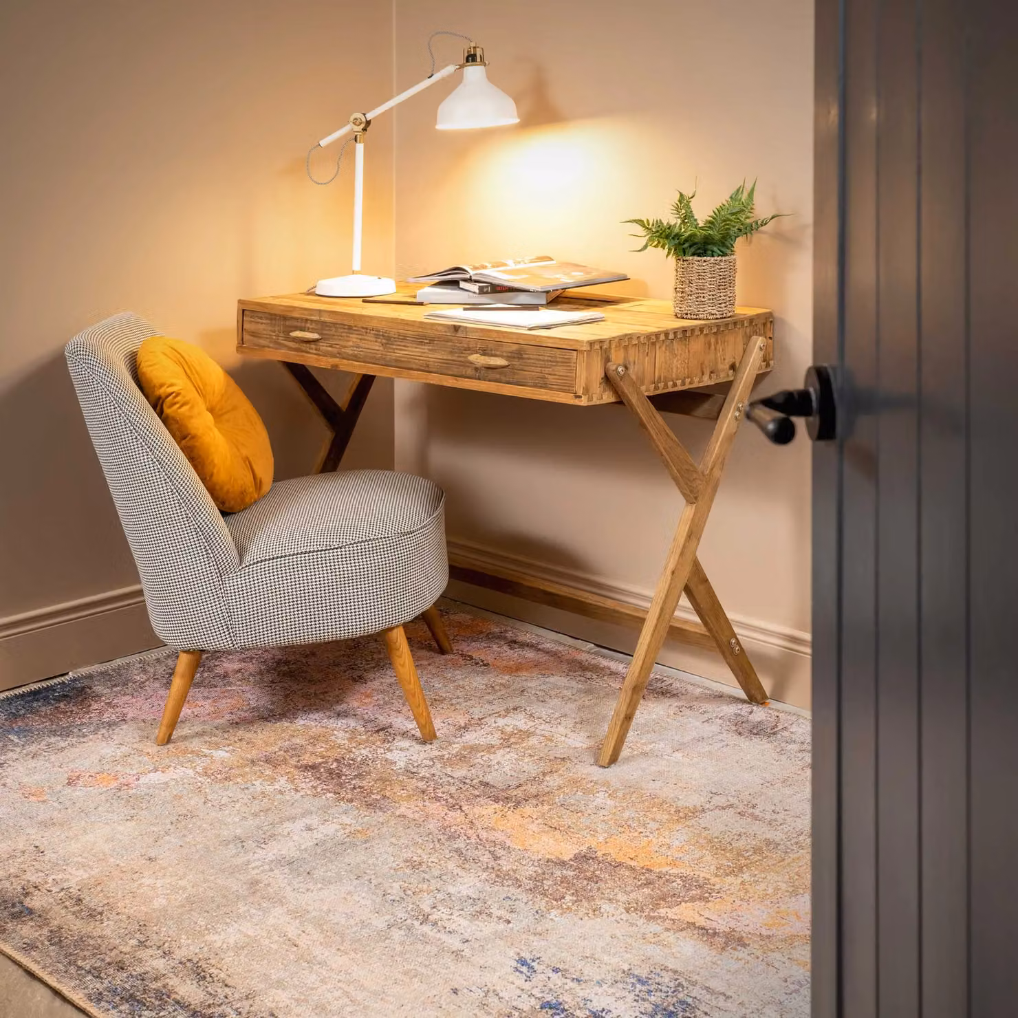 Kukoon Beige and Gold Distressed Abstract Vintage Rug, Non-Slip and Washable, W: 80 cm, L: 150 cm – 3
