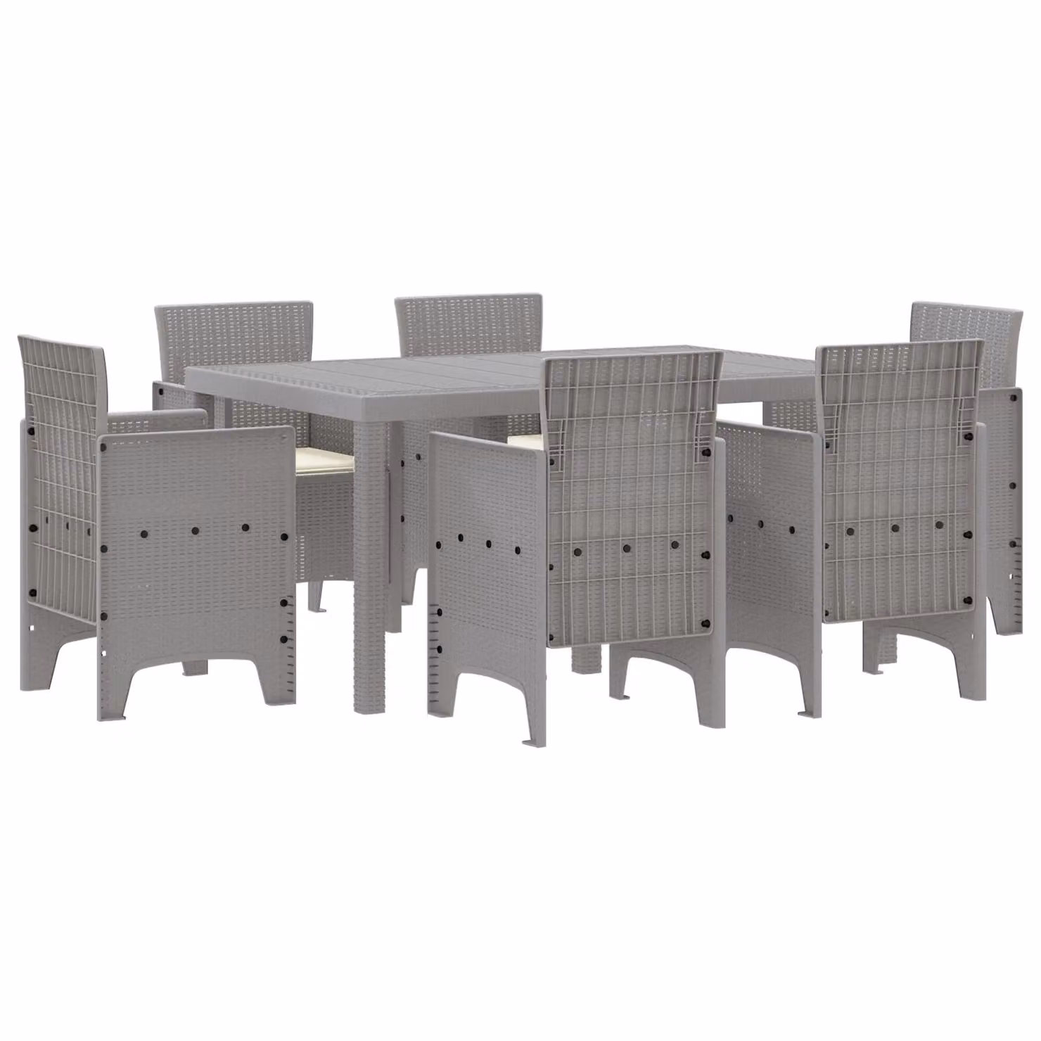 Berkfield Home 7 Piece Light Grey Poly Rattan Garden Dining Set with Cushions – 2