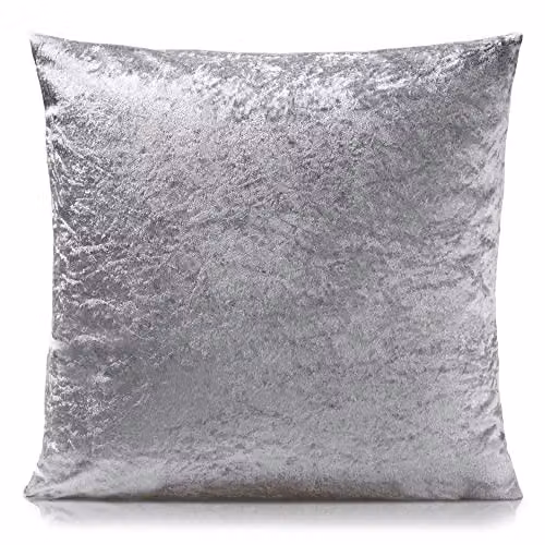Alan Symonds Silver Crushed Velvet Square Cushion Cover, W/D/H: 45.72 x 45.72 x 45.72 cm – 2