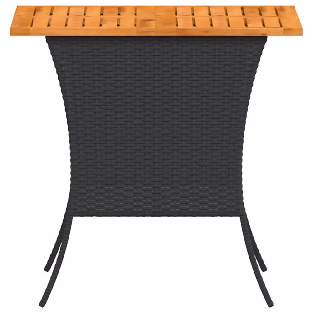 Berkfield Home Garden Table with Acacia Wood Top and Black Poly Rattan, W/D/H: 105 x 75 x 72 cm – 4