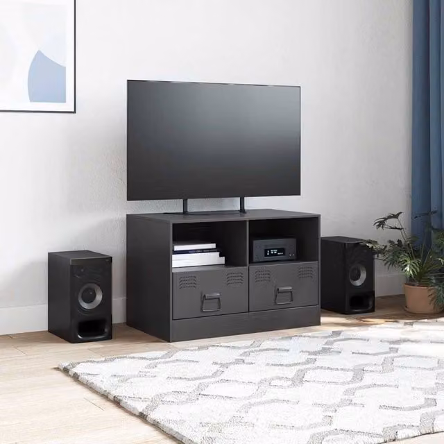 Berkfield Home Industrial Black Metal TV Cabinet W: 67 cm, D: 39 cm, H: 44 cm – 1