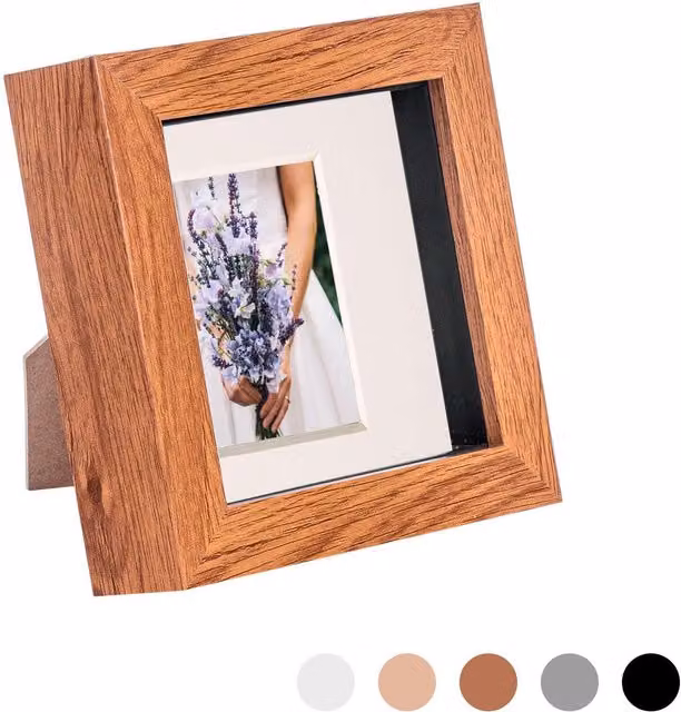 Nicola Spring Single Square Tabletop Photo Frame in Brown with Glass and Wood Finish