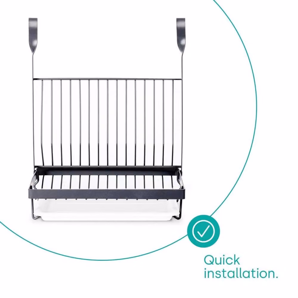 EONLION Foldable Hanging Dish Rack in Black Steel, 100 cm – 2