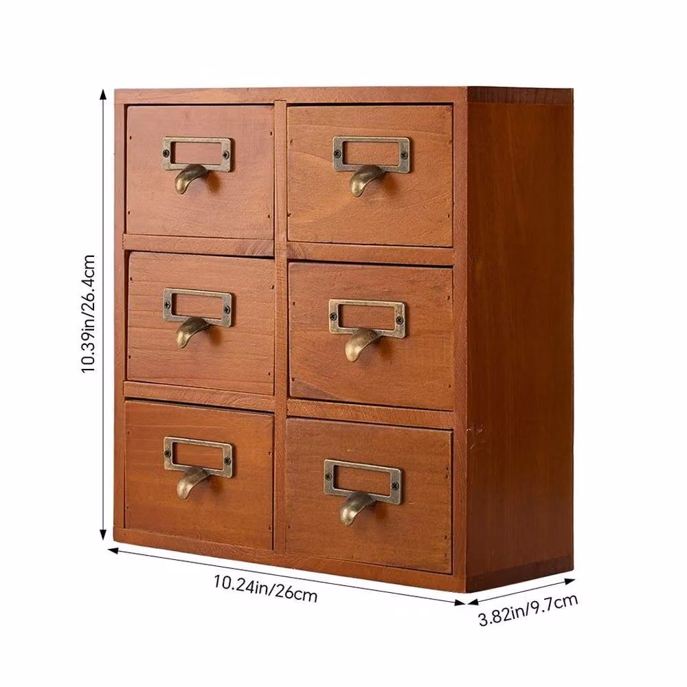 FORGEVIO 6-Drawer Wooden Desktop Storage Cabinet in Brown – 2