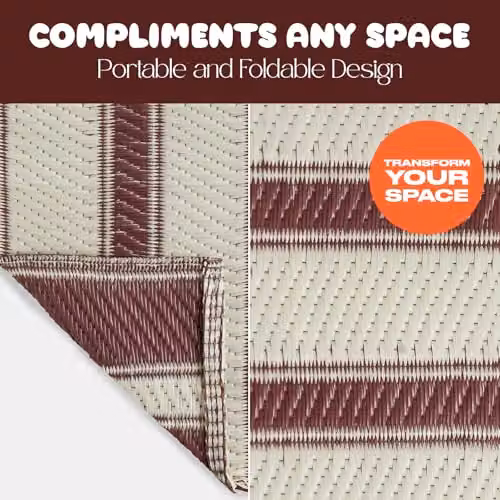 OHS Vintage Striped Outdoor Rug in Chocolate and Cream, W: 160 cm, L: 230 cm – 3