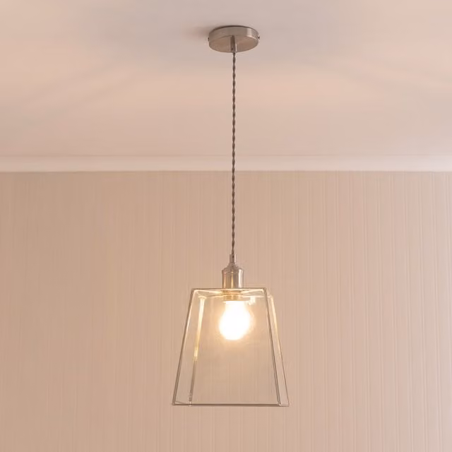 ValueLights Susie Glass Shade Single Pendant Ceiling Light with LED Bulb in Chrome