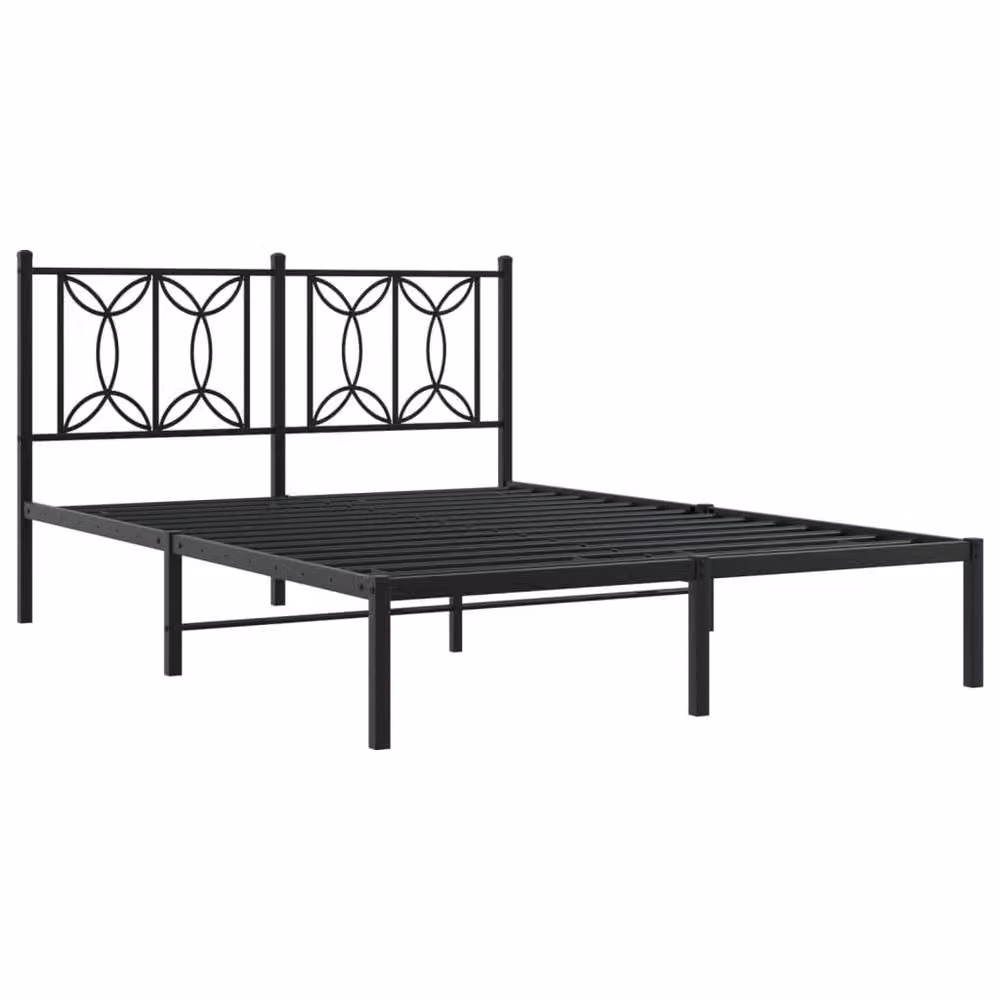 Berkfield Home Classic Metal Bed Frame with Headboard, Black, W/D/H: 140 x 190 cm – 3