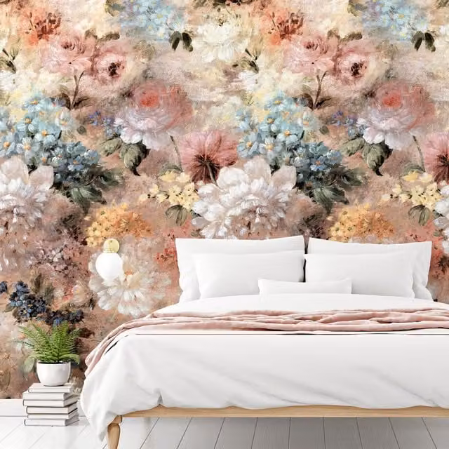 Grandeco Pink Floral Botanical Vintage Washable Wallpaper Mural