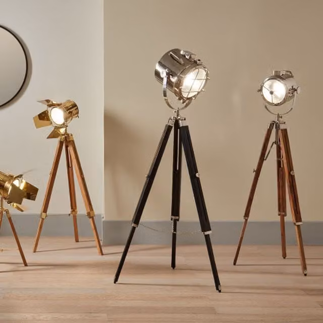 Pacific Lifestyle Industrial Tripod Marine Floor Lamp in Black