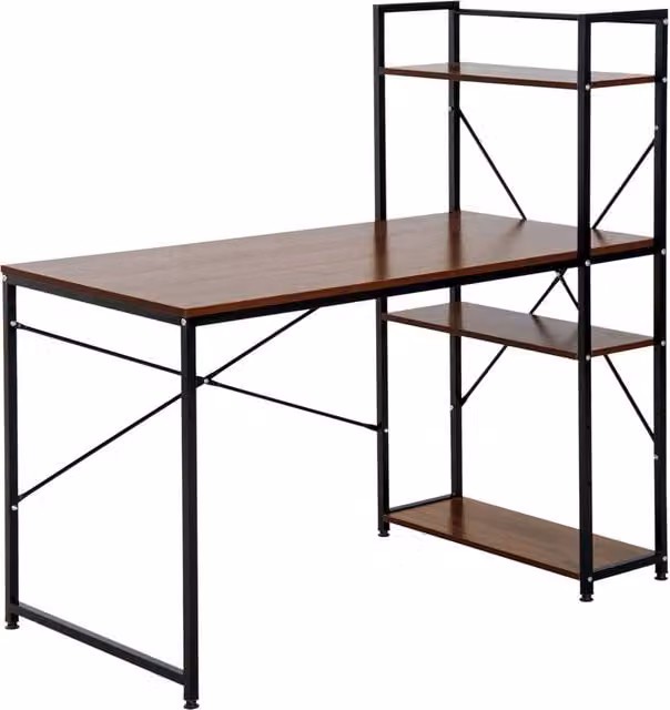 HOMCOM Modern Brown Computer Desk for Home Office and Living Room