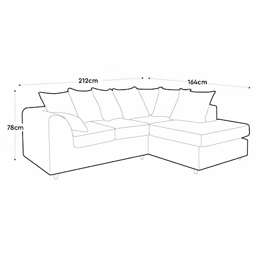 Abakus Direct Chicago L-Shaped Corner Sofa in Dark Grey Velvet Fabric, Left Hand Facing, W: 212 cm, D: 164 cm, H: 78 cm – 4