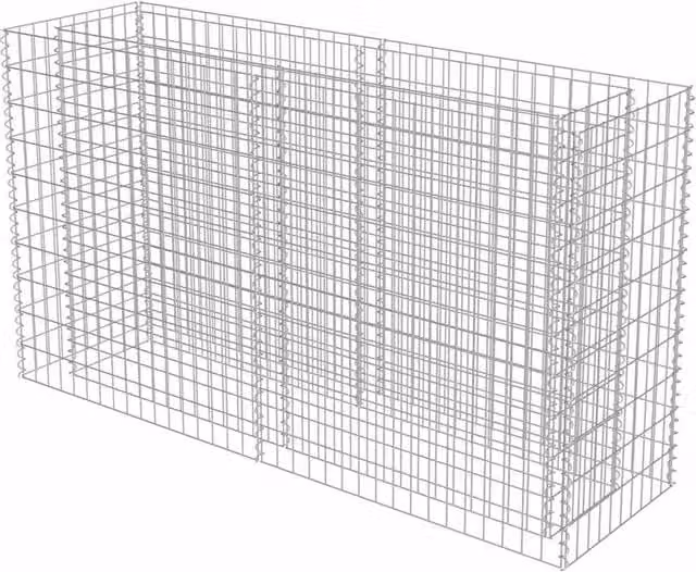 Berkfield Home Durable Galvanised Steel Gabion Raised Bed in Silver, W/D/H: 180 x 50 x 100 cm