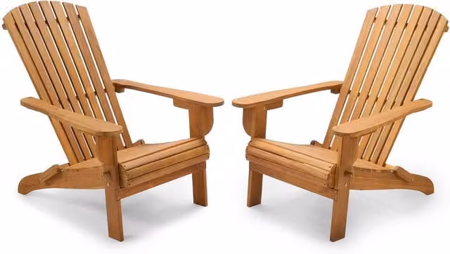 VonHaus Classic Brown Oiled Hardwood Lounge Chair with Armrests