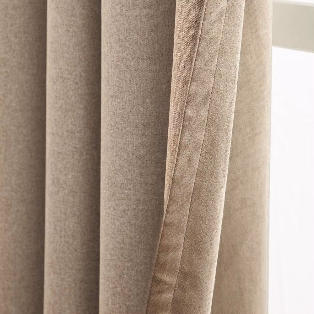 Furn Verso Reversible Suede-Look Blackout Eyelet Curtain Pair in Brown, Width: 137 cm, Height: 229 cm – 3