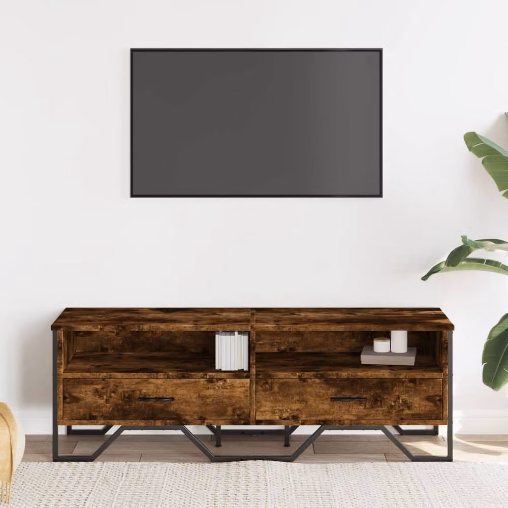 Berkfield Home Smoked Oak TV Cabinet in Brown, W/D/H: 122 x 41 x 34 cm – 3